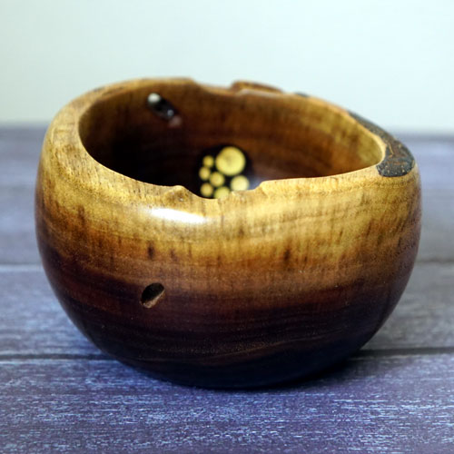 Natural Edged Walnut Bowl with Inlay