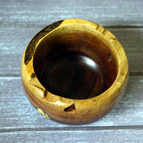 Natural Edged Walnut Bowl with Inlay